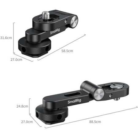 SmallRig 6323 - regulowany uchwyt, składana podstawka z mocowaniem pod monitor - wymiary